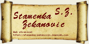 Stamenka Zekanović vizit kartica